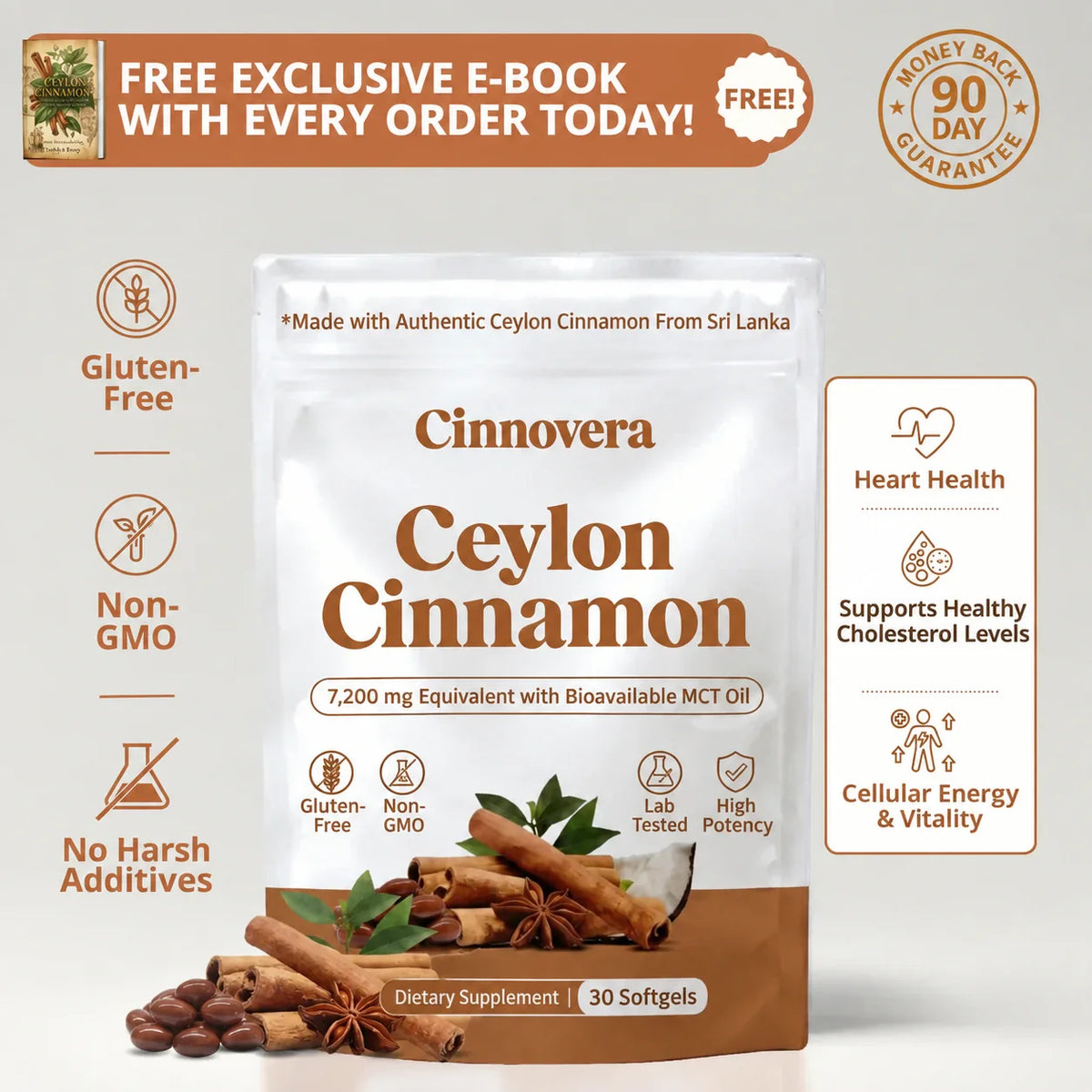 Ceylon Cinnamon - 7,200mg Equivalent with MCT Oil